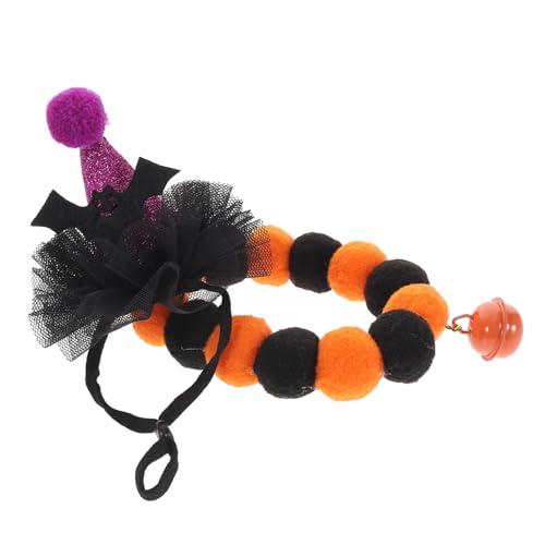 WOONEKY 1 Satz katzenhalsband Katzen Katze Cosplay Hexenhut Halloween-Kostüm für Haustiere Haustierhalsband mit Halloween-Elementen Halloween-Haustierhalsband mit Glocke Plüsch von WOONEKY