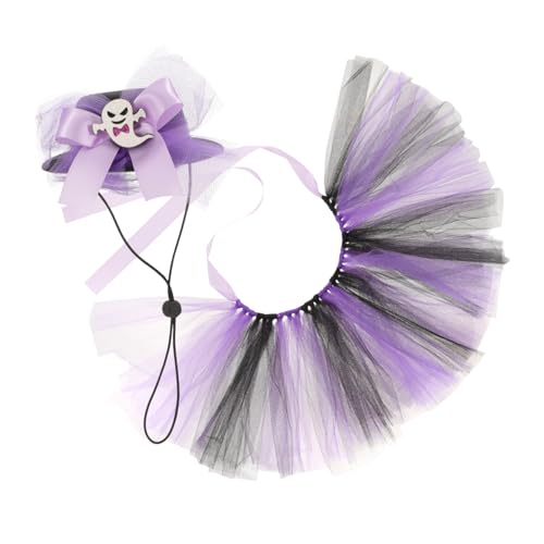 WOONEKY 1 Set Halloween Haustier Anziehset Kleines Hundekostüm Hundehut Stilvoller Hunde Tutu Rock Kätzchen Geisterrock Halloween Hunderock Halloween Haustier Kopfschmuck Haustier von WOONEKY