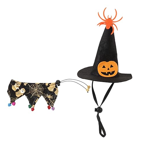 WOONEKY Halloween-Katzenkostüm 1 Set mit Kragen und Mütze für Katzen Haustier-Requisite Hexenhut Outfit für Hunde von WOONEKY