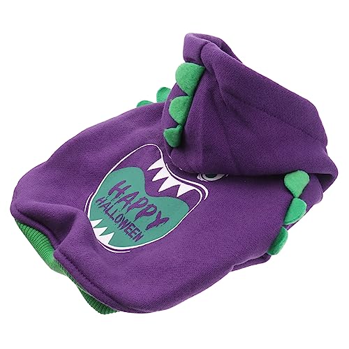 WOONEKY 1Stk Halloween-Haustierkleidung Halloween-Hund-Hoodie lustiges Hundekostüm Halloween-Hundekleidung mit Hoodie Katzenkostüm Halloween-Haustiermantel Hunde-Hoodie Polyester Violett von WOONEKY