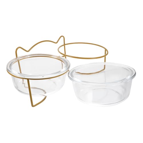 WOONEKY 1Stk Katzennapf aus Glas tilty Bowl pet Supplies tiernahrung Schrägnapf Lebensmittel behälter Glasnapf Haustier Katzennäpfe pet hohe schüssel Hundenapf Futternapf für Katzen Eisen von WOONEKY