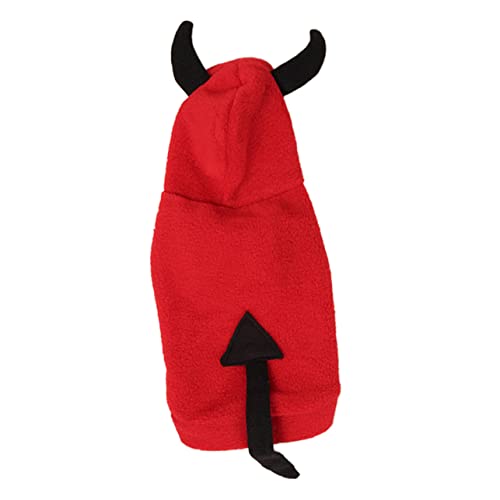 WOONEKY 1pc Halloween Teufel Haustier Kleidung Fleece Winter Hund Hoodie Casual Haustier Kostüm Foto Requisiten Ohren von WOONEKY