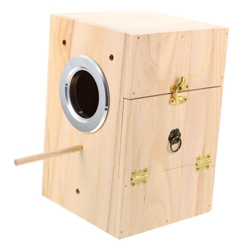 WOONEKY 1Stk Vogelzuchtbox Nymphensittich-Spielplatz außerhalb von Vogelhäuschen Vogelzubehör Vogelnisthalter nistkasten für gartenvögel vogelhaus Vogelnest Vogelbrüterei hölzern Beige von WOONEKY