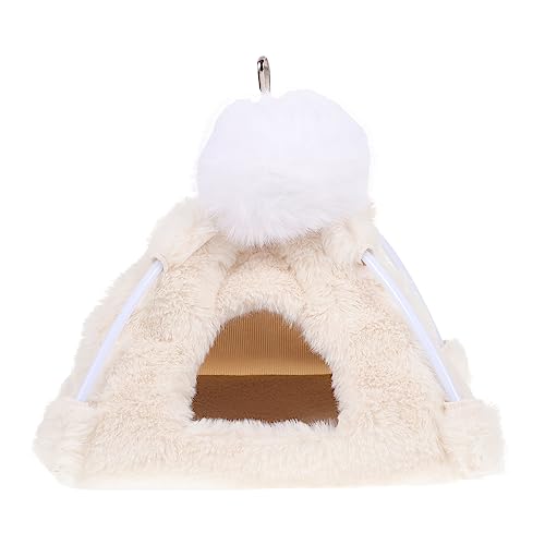 WOONEKY 1Stk Zelt Indoor-Vogelschutz Flauschiges Vogelversteck Hamster haustierbett Birdcage meerschweinchen Spielzeug Plüschtier Schlafbett für Vögel Schlafkissen für Kleintiere Samt Weiß von WOONEKY