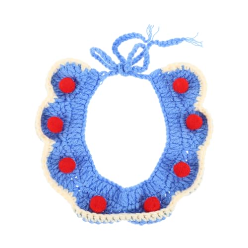 WOONEKY 1stk Gestricktes Katzenhalsband Weihnachtshalsband Für Haustiere Kleider Für Den Winter Verstellbares Hundehalsband Gestrickter Schal Für Haustiere Plüsch Hundehalskette Blue Garn von WOONEKY