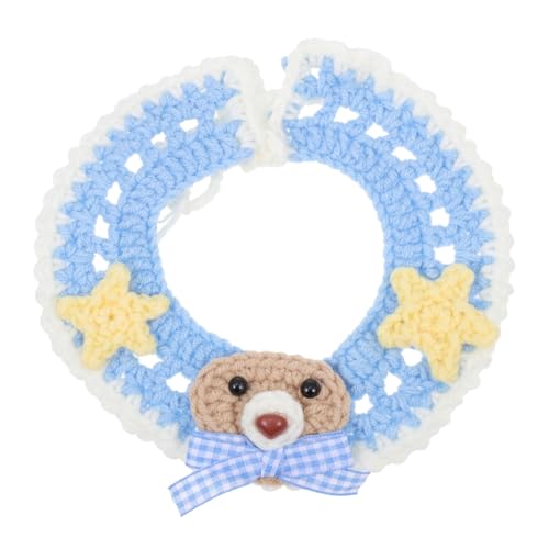 WOONEKY 1stk Halsband Welpen Katze Elisabethkragen Weich Katze Gestrickter Kragen Kostümzubehör Für Weihnachtskatzen Katzenschal Verstellbares Haustier Polyester Blue von WOONEKY