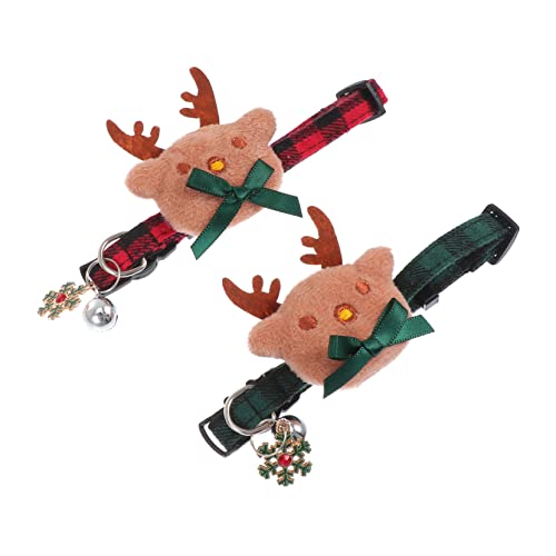 WOONEKY 2 STK Halsband Weihnachtskätzchenhalsbänder Für Welpen Katze Weihnachtsfliege Hund Weihnachtsfliege Weihnachtshundekostüm Jingle Bell-Kragen Hundebogen Rot Baumwolle von WOONEKY