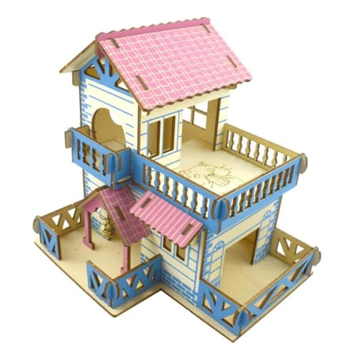 WOONEKY 2 STK Hamster Doppel Villa Kleines Haustierhaus Zweistöckiges Hamsterhaus Doppelschichtiges Hamsterhaus Plüsch Kaninchenhaus Hamsterspielplatz Hamster Baumwolle Igelhaus Hölzern von WOONEKY