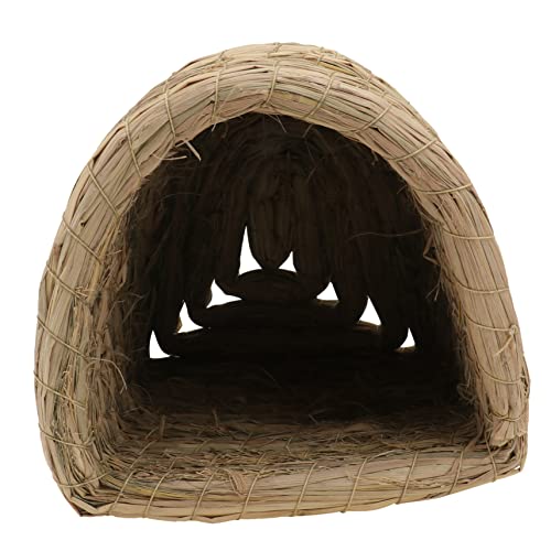 WOONEKY 2 STK Hamster-Gras-Nest-Tunnel Hamster Tunnel nagerhaus erdbeer Meerschweinchen Nest hochbeer Haustierlebensraum aus Stroh Kauspielzeug Kaninchen-Schlafnest Haustiernest aus Stroh von WOONEKY