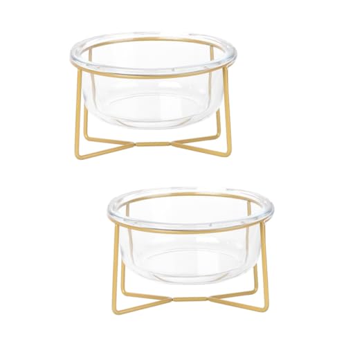 WOONEKY 2 STK Haustiernapf aus Glas Katzennäpfe erhöhte Futternäpfe für Katzen Katze Hund Futterautomat pet Water Bowl pet Food Container Katze Hund futternapf Katzennapf Eisen Weiß von WOONEKY