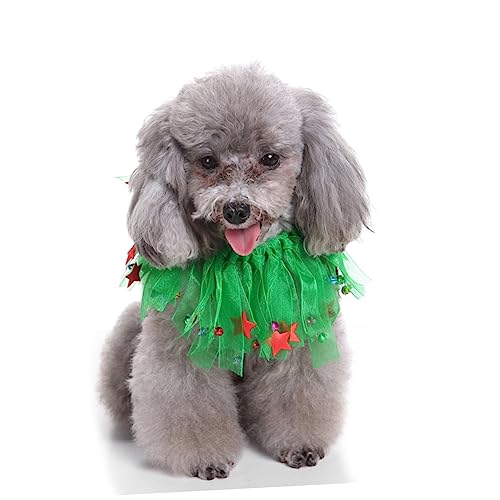 WOONEKY 2 STK Weihnachtsschal Für Haustiere Elastisches Hundehalsband Weihnachtswelpenhalsband Haustierdekoration Glockenhalsband Für Welpen Lustige Weihnachtsornamente Kragen Polyester von WOONEKY