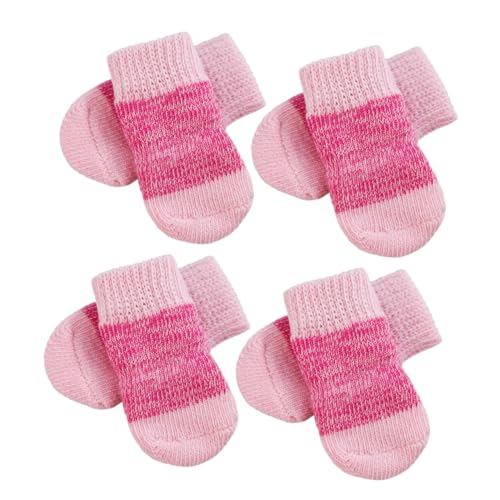 WOONEKY 2 Sätze Haustier Socken Elastische Hundesocken Welpensocke Kätzchen Laufsocke rutschfeste Hundesocke Pfotenschutz Für Haustiere Hundepfotenschutz Bequeme Hundesocken Rosa Polyester von WOONEKY