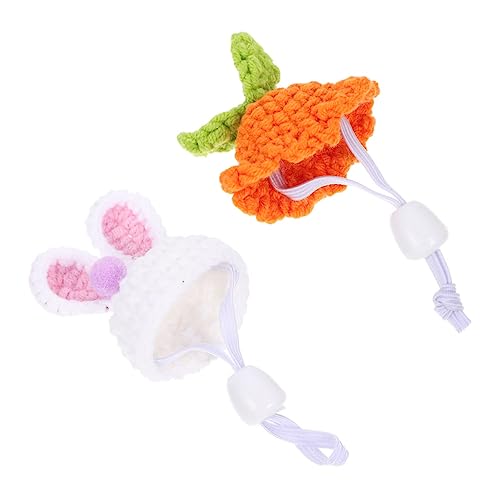 WOONEKY 2 Stück Hamster Strickmütze Kaninchen Halloween Kostüme Für Haustiere Dekorative Hamster Mütze Eichhörnchen Mütze Kopfschmuck Mütze Für Kleintiere Chinchilla von WOONEKY