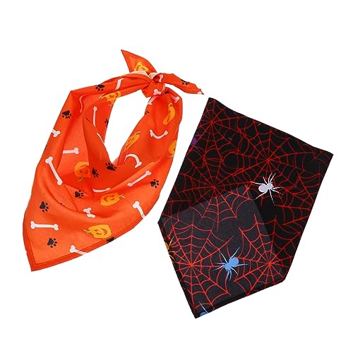 WOONEKY 2 stücke Halloween Haustier Lätzchen für Hunde und Katzen Atmungsaktive Halstuch Hund Speichel Handtücher Haustier Bandana Kragen Halloween Themen von WOONEKY