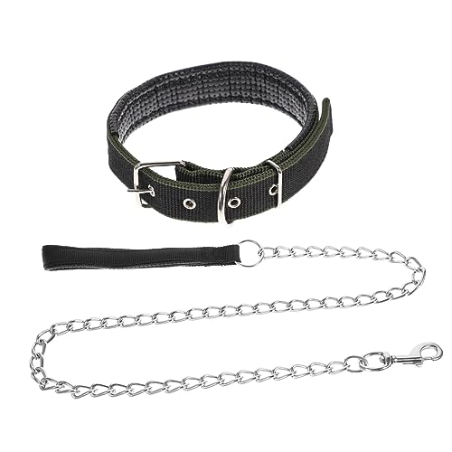 WOONEKY Modisches Hundehalsband-Set 2-teilig Schwarz L Mit Kette Für 7 5–30 Kg Schwere Haustiere Bequemer Spaziergang von WOONEKY