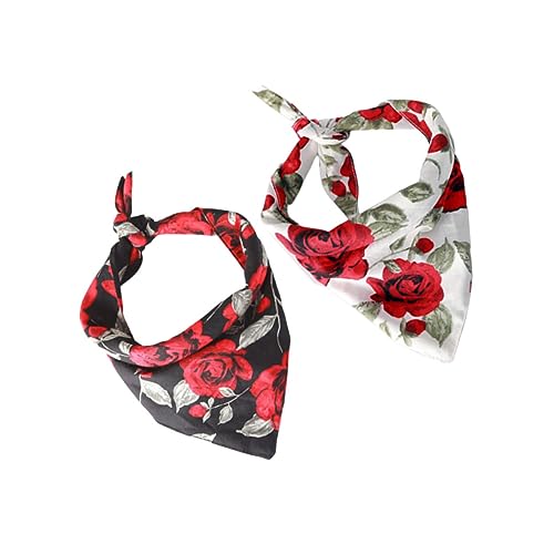 WOONEKY 2St Haustierhalsband- Kariertes Bandana für Hunde Blumenhundeschal gehäkelter Schal Halstuch für Hunde Stirnband Hundelätzchen Hundehalsband Katzen und Hunde Zubehör von WOONEKY