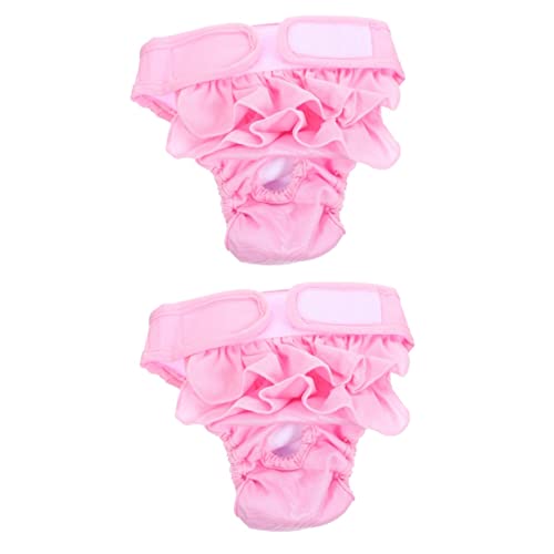 WOONEKY 2St Hündin physiologische Hose Hundewindel Hygienewindel für Hunde Dog Diapers Hunde Unterhose Hygienewindel für Haustiere Haustier Wiederverwendbare Windel Baumwolle Rosa von WOONEKY