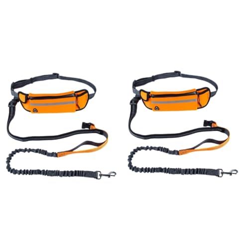 WOONEKY 2St Hundeleine Hand Leash hundegurt Hunde Gurt hundegürtel Hundejoggen wasserdichte Leine Trainingsleine Gürtel für Hunde Hundetraining führen Taillentasche Leine Orange von WOONEKY