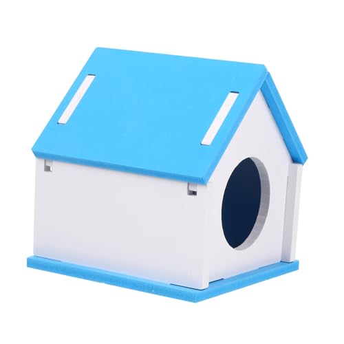 WOONEKY 2St Nasenhaartrimmer Hamster käfig Hamster cage blockbohlenhaus hamsterkäfige holzhäuser kleines Tierhaus Hamsterversteck Spielzeug Hamsterhaus Hamsterhütte hölzern Blue von WOONEKY