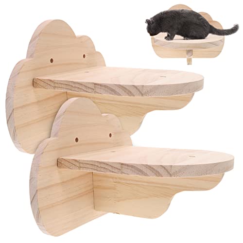 WOONEKY 2St Stufen an der Katzenwand Katzenkletterer Katzenregale Katzensitzplattform Katze klettert katzenkletterwände katzenkletterwand Katzenwandstufen aus Holz Katzenschritte hölzern von WOONEKY