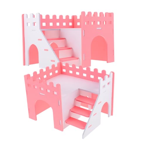 WOONEKY 2st Hamstervilla Kleines Tiervillahaus Hamstervillenkäfig Hamsterhaus Mit Rampe Mehrkammervilla Hamsterkäfig-zubehör Doppeldecker-versteck Für Goldener Bär PVC Schlafendes Nest von WOONEKY