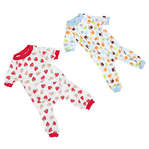 WOONEKY 2st Haustier-Pyjama Pyjama-Shirts Für Welpen Hund Warmer Overall Hunde-Sweatshirt Baumwolloveralls Für Haustiere Welpen-Bodys Hunde-Outfit Katze-Hunde-kostüm Welpenweste Baumwolle von WOONEKY