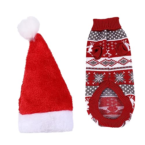 WOONEKY 2st Haustier-weihnachtsset Pullover Für Weihnachtshunde Weihnachts-hundepullover Katze Weihnachtspullover Warme Hundebekleidung Hundeweihnachtspullover Kostüm Für Hund Warmer Hund von WOONEKY