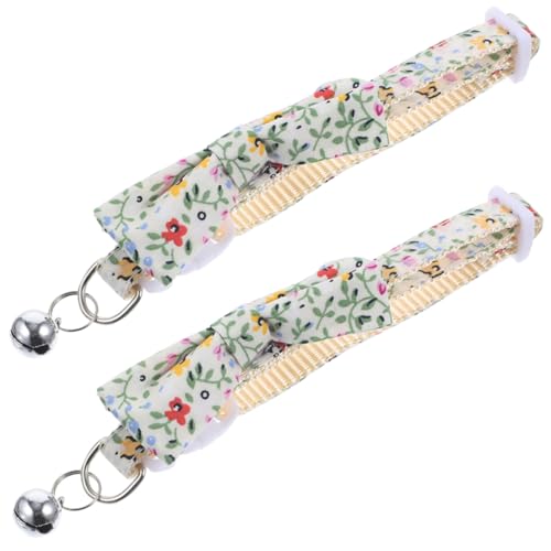 WOONEKY 2st Katzenhalsband Welpenhalsband Zartes Hundehalsband Kätzchen-Kragen Glockenkragen Mit Fliege Haustier Hundehalsband Katze Hundehalsband Klein Geblümt Polyester-Nylon X3 von WOONEKY