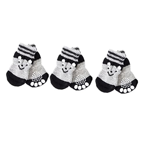 WOONEKY 3 Paare Hundeschuh Socken Indoor-Schuhe Für Welpen rutschfeste Hundesocken Hund Winter Schneeschuhe Schuhe Für Hunde Pfotensocken Haustierstiefel Strumpffüller Für Welpen Baumwolle von WOONEKY