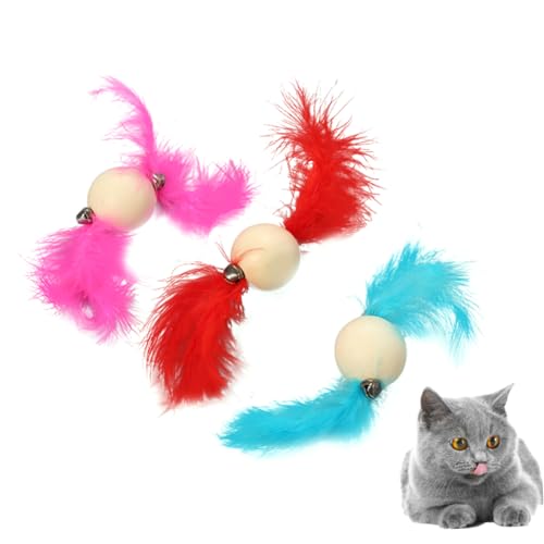 WOONEKY 3St Ball Spielzeug für Katzen interaktives Spielzeug ausstecher lustig Spielzeug für Geschäft cat Toy Katze Zauberstab Katzenrolle Katzen-Teaser Spielzeuge Trainingsspielzeug von WOONEKY