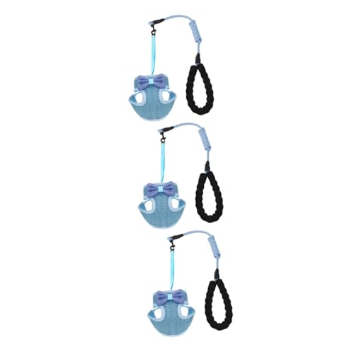 WOONEKY 3St Brustgurt für Katzen Weste für Haustiere Weste und Leine für Haustiere Kätzchenhalsband mit Glöckchen Laufweste cat Leash cat Harnesses Katzengeschirr Haustier Geschirr Blue von WOONEKY