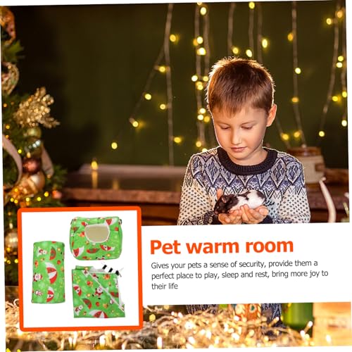 WOONEKY 3St Hamster-Weihnachtsnest Hamster hängendes Nest Spielzeughamster kleine Käfighängematte hamsterbett Hamster Spielzeug Haustier warmes Bett Hängenest für kleine Tiere Stoff Green von WOONEKY