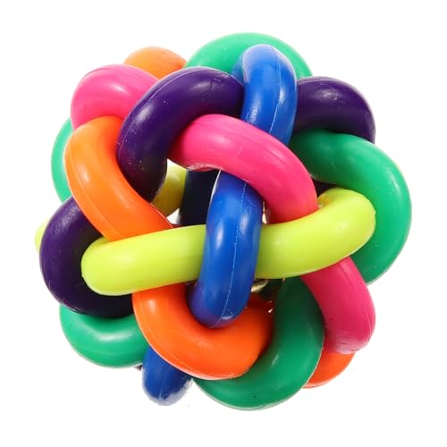 WOONEKY 3St Hundeball mit Glocke Hundespielzeug für kleine Hunde Spielzeug für Haustiere Welpenball knete Spielzeug kauspielzeug Bissfester Ball für Hunde quietschende Spielzeuge Colorful von WOONEKY