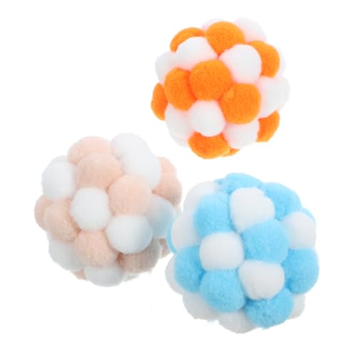 WOONEKY 3St Katzenglockenball katzenspielzeug plüschball Katzen Spielzeug cat Toy Teasing Spielzeug Kätzchen Spielzeug spielzeuge Heimtierbedarf Kätzchenglockenbälle Pet Bälle Spielzeug von WOONEKY