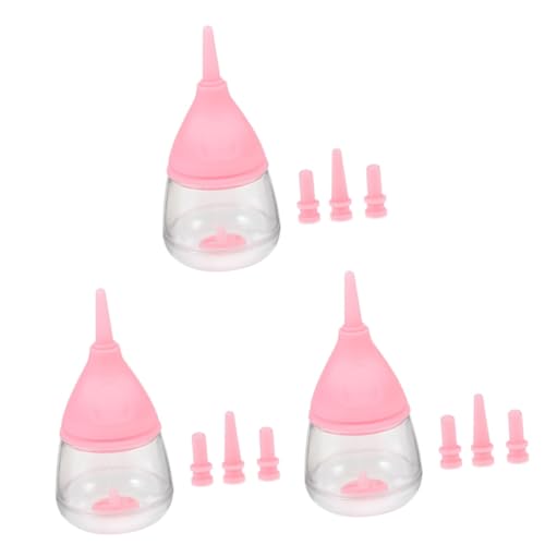 WOONEKY 3St PET-Flasche Hasen Flasche pet Flaschen Hundemilchflasche Welpenfutterflasche Tiere babyflaschen milchkocher Kätzchen Welpen Stillflasche Neugeborene stillflasche Plastik Rosa von WOONEKY