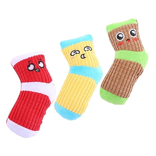 WOONEKY 3er Set Kreative Quietschende Socken Für Hunde Bissfestes Kauspielzeug Aus Strapazierfähigem Material Ideal Für Interaktives Und Zahnpflege Fördert Die Beschäftigung Von von WOONEKY