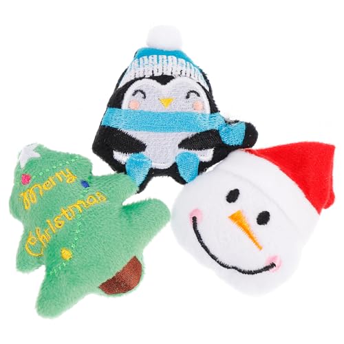 WOONEKY 3pcs Weihnachten Haustier Plüsch Spielzeug Katze Hund Beißen Spielzeug Pet Supplies Pinguin Schneemann Weihnachten von WOONEKY