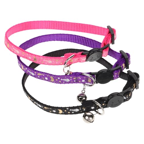 WOONEKY 3st Leuchtendes Katzenhalsband Welpenhalsband Blinkendes Katzenhalsband Kettenhalsband Für Haustiere Hundehalsband Für Haustiere Abbrechbare Kätzchenhalsbänder Kleine Katze Stoff von WOONEKY