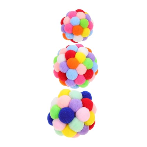 WOONEKY 3st Lustiger Katzenball Kauspielzeug Für Hauskatzen Haustier Spielzeug Kauspielzeug Für Katzen Kätzchen Spielzeug Für Haustiere Hasenbällchen Bommel Katzenspielzeug Plüsch Colorful von WOONEKY