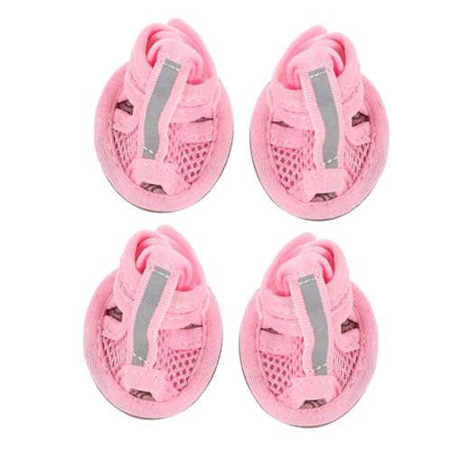 WOONEKY 4 Stück Atmungsaktive Hundestiefel Aus Mesh Sommerliche Anti Rutsch Sandalen Für Haustiere Rosa Größe 2 Idealer Pfotenschutz Für Den Innen Und Außenbereich von WOONEKY