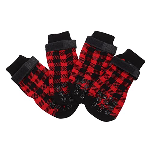 WOONEKY 4 Stück Haustier Socken Feiertags-welpen-socken rutschfeste Katzensocken Socken Für Hund Warme Hundesocken Hund Warme Socken Hundesocken Stricken Hund Im Freien Reine Baumwolle von WOONEKY