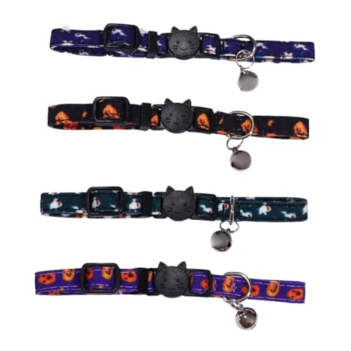 WOONEKY 4 Stück Haustierhalsband Welpen unverzichtbares Halsband für Haustiere Halloween Theme Halloween atmosphäre Kleidung Geisterhalsband Kätzchen-Kragen die Katze Seil Stoff von WOONEKY