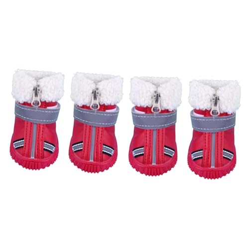 WOONEKY 4er-Pack Schneestiefel Für Haustiere Dickere Hundeschuhe rutschfeste Sohle Warme Schneeschuhe Für Weihnachten von WOONEKY