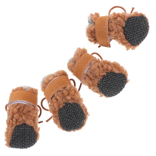 WOONEKY 4 Stück Hundeschuhe Schneestiefel Winterschuhe für Hunde Dog Shoes Hund Kurze Stiefel Plüsch-Hundewinterstiefel Pfote Winterstiefel für Hund Outdoor-Schuhe für Hunde rutschfest von WOONEKY