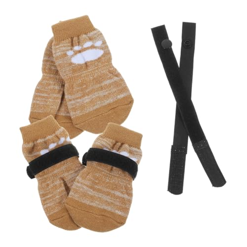 WOONEKY Winter Paws Protector 4 rutschfeste Hundesocken verschleißfeste Haustiersocken aus Baumwolle atmungsaktiv kompakt leicht zu waschen von WOONEKY