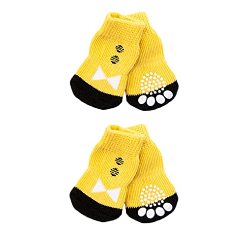 WOONEKY Protect Paws Haustiersocken Hundesocken Anti-Rutsch-Design Baumwolle Hundeschuhe 4er-Pack von WOONEKY