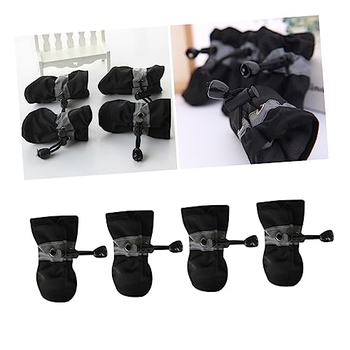 WOONEKY 4 Stück Schuhe Für Hunde Bequeme Hundeschuhe Regenstiefel Schuhe Hundeschuhe Mittlerer Hund Stiefel Für Hunde Schuhe Haustier Schwarze Hundeschuhe Hundestiefel Haustier Stiefel von WOONEKY