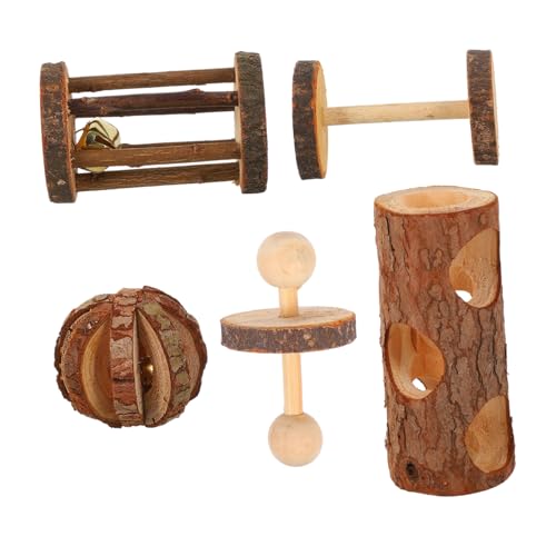 WOONEKY 5St Hamster holzspielzeug Chinchilla-Spielzeug Zubehör für Vogelkäfige Hamster Spielzeug hamsterspielzeug Hasenspielzeug bissfeste Backenzahnspielzeuge Kauspielzeug aus Naturholz von WOONEKY