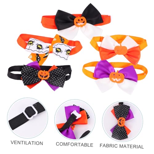 WOONEKY 5st Haustier-Hund-Halloween-Fliege-Set Kleines Welpenhalsband Halloween-hundekrawatten Hundehalsband Mit Fliege Haustiere Bowknot Krawatten Haustiere Halskrawatten Tuch von WOONEKY