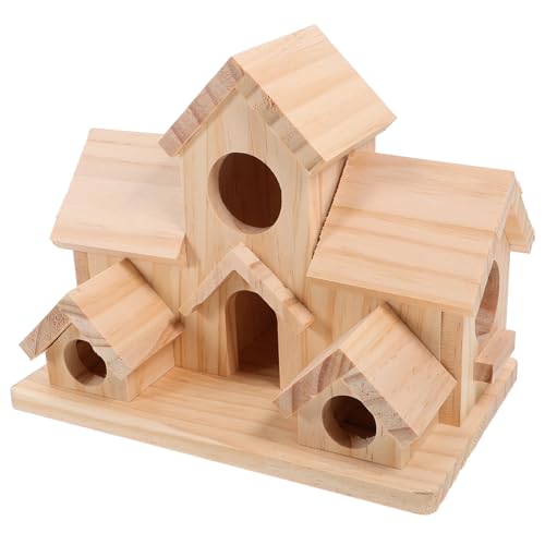 WOONEKY 6 Kolibri Nester Gartendekoration Holz Vogelnest Blanko Vogelhaus Vogelhaus Gartenpfähle Kolibri Häuser Hängendes Vogelhaus Holz Vogelhäuser Vogelhäuschen von WOONEKY